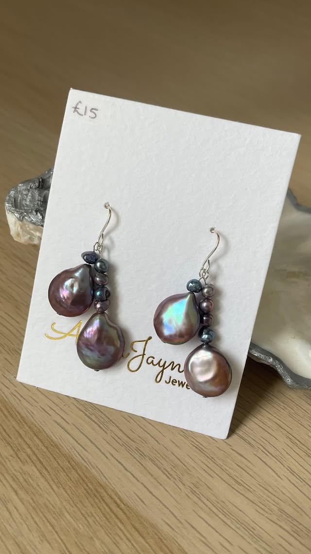 Peacock Blue Coin Drop Earrings