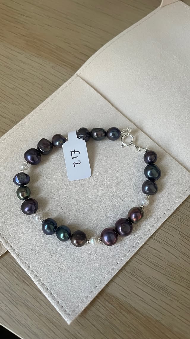 Triple Blue Pearl Bracelet