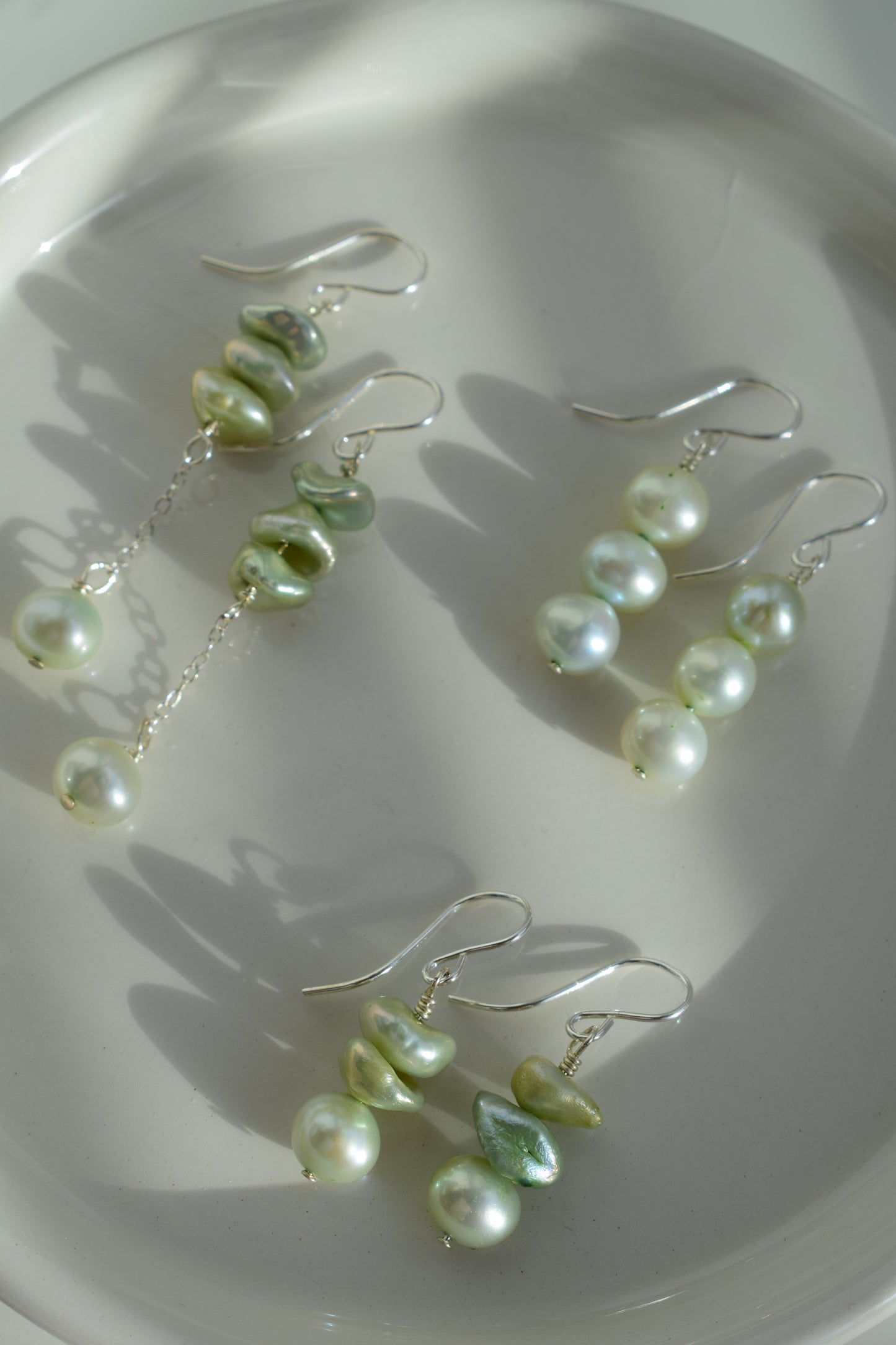 Light Green Freshwater Pearl Earrings