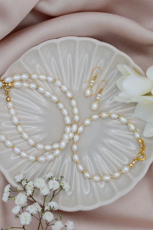 Pearl and Gold Spacer Necklace
