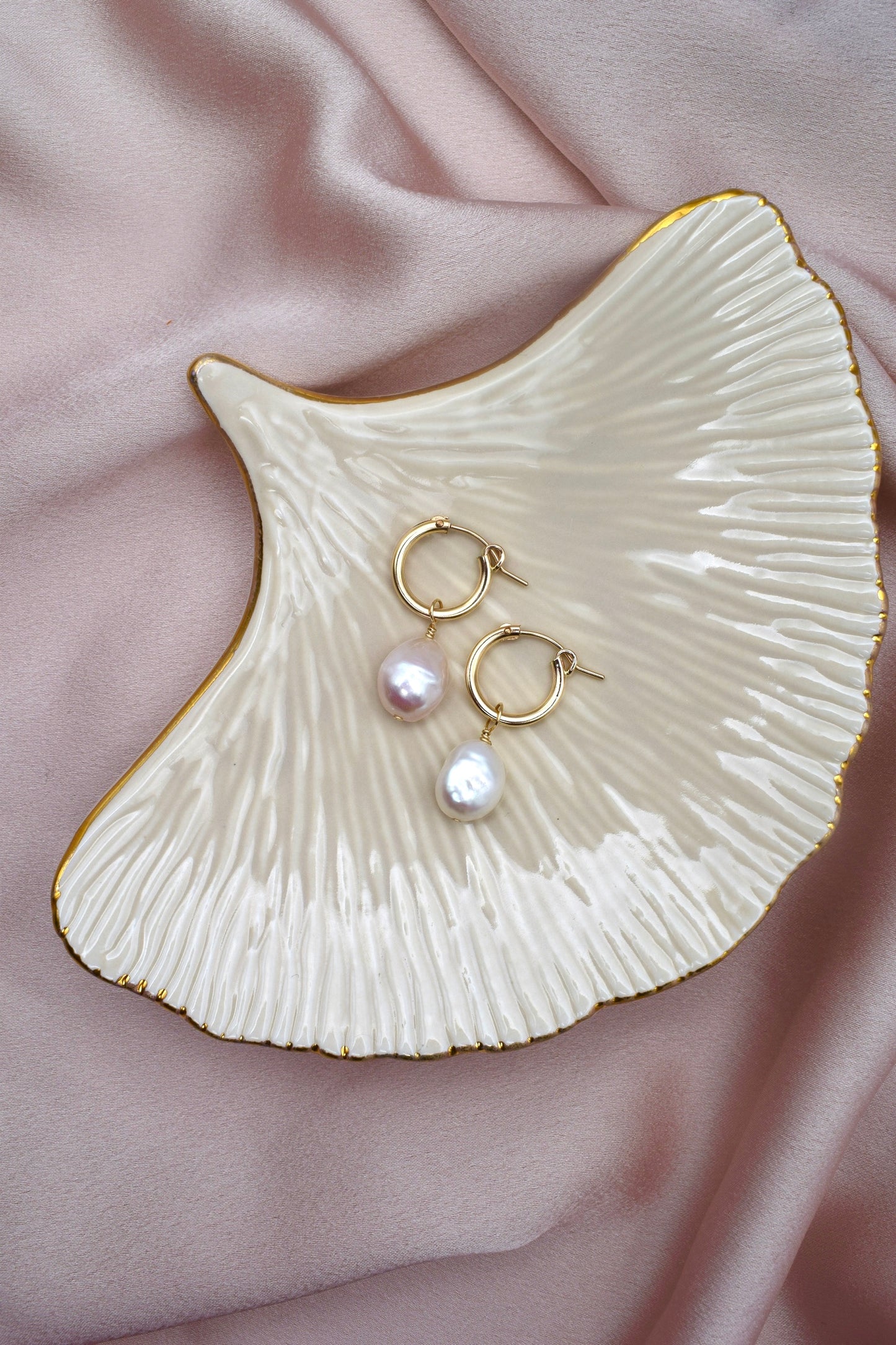 Gold-Filled Freshwater Pearl Hoop Earrings