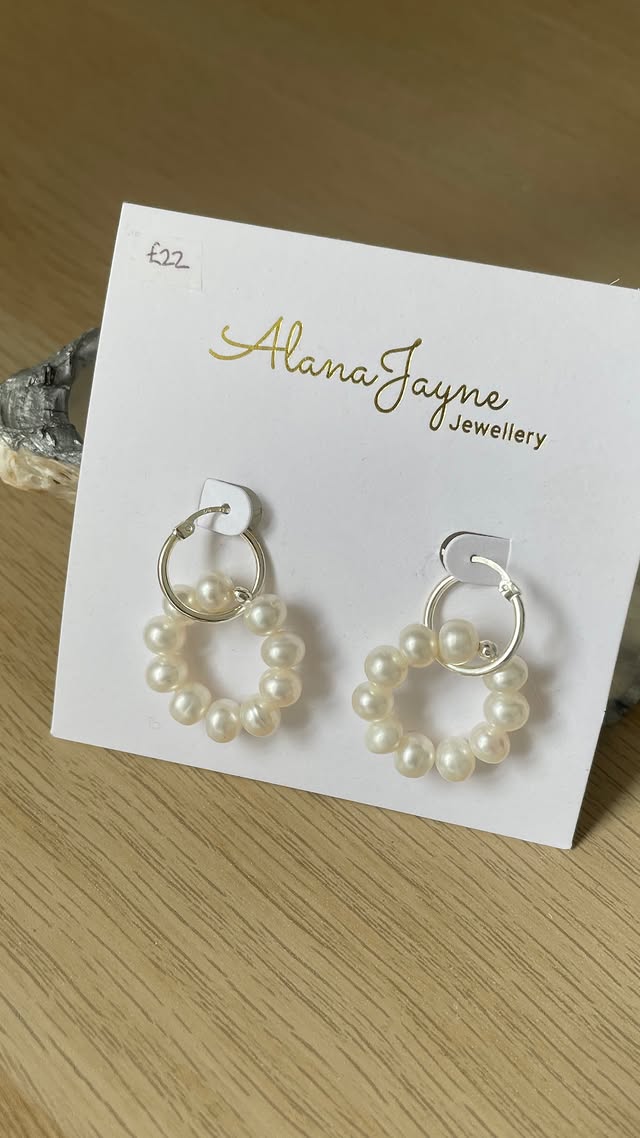 Sterling Silver Freshwater Pearl Hoop Earrings