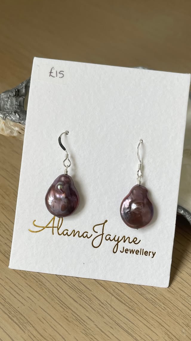 Twilight Shimmer Drop Coin Pearl Earrings