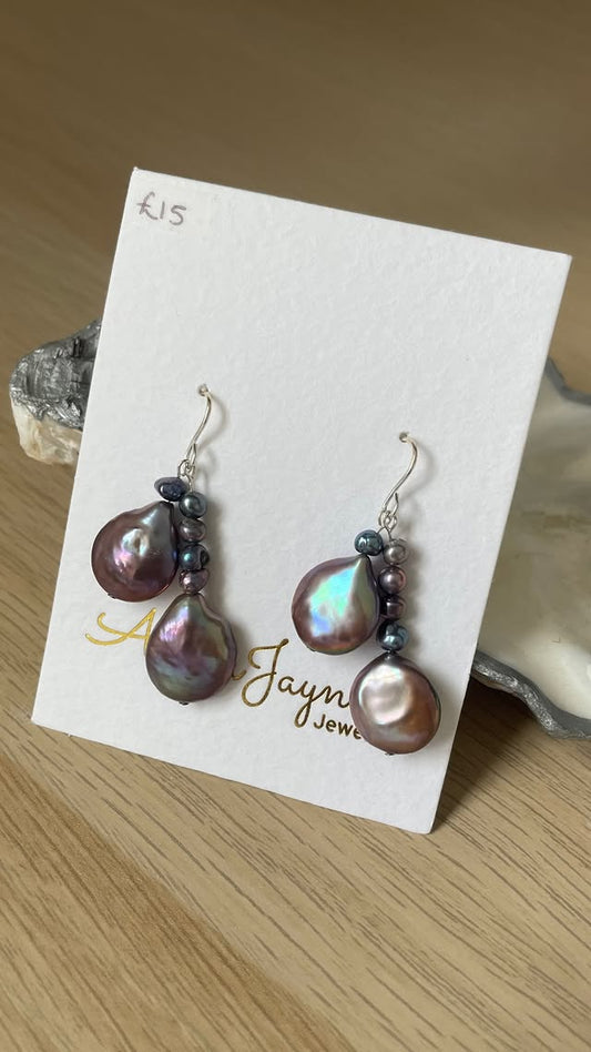 Peacock Blue Coin Drop Earrings
