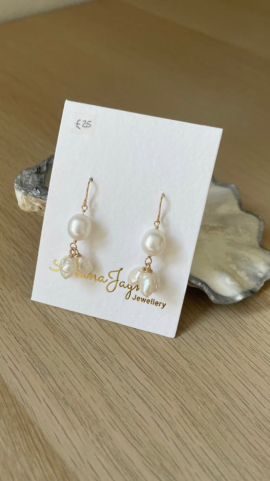 Gold-filled Chandelier Pearl Earrings