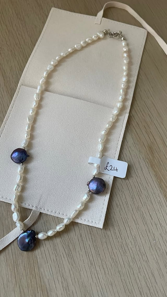 Blue Keshi Pearl Necklace