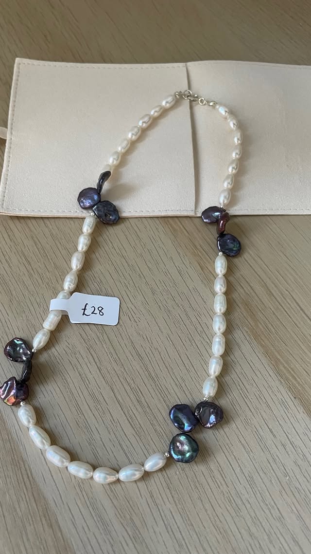 Blue Keshi Spacer Necklace