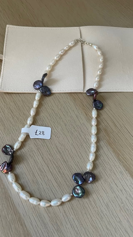 Blue Keshi Spacer Necklace