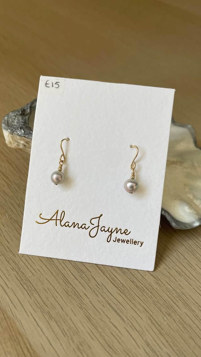 Gold-filled small silver pearl earrings