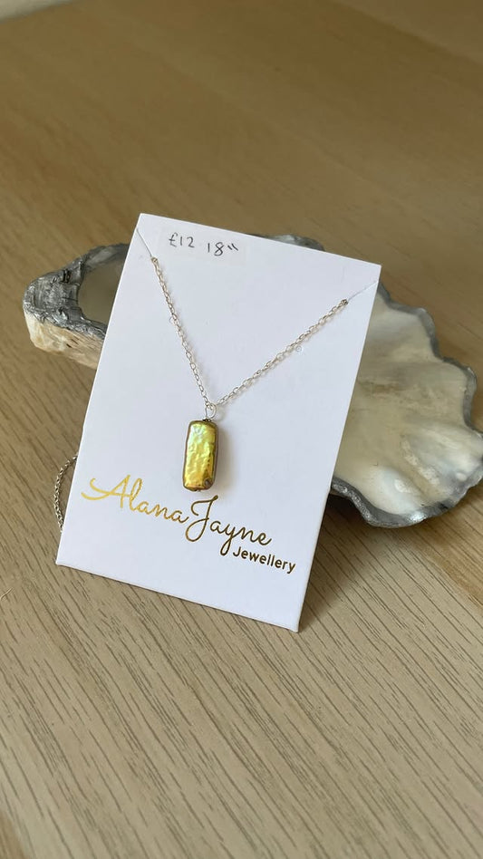 Gold Bar Pearl Necklace