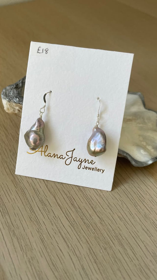 Iridescent Baroque Pearl Earrings