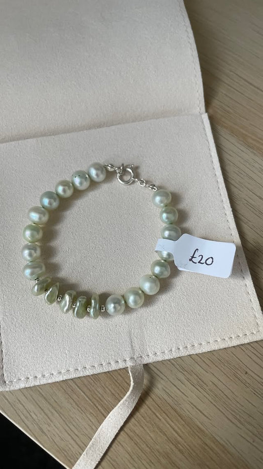 Green Keshi Pearl Bracelet