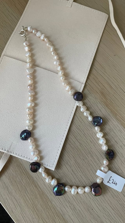 Blue Keshi Pearl Necklace