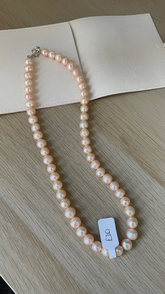 Peach Freshwater Pearl Full Necklace - Gift, Birthday, Anniversary, Christmas