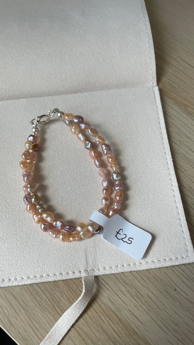 Pink Keshi Double Bracelet