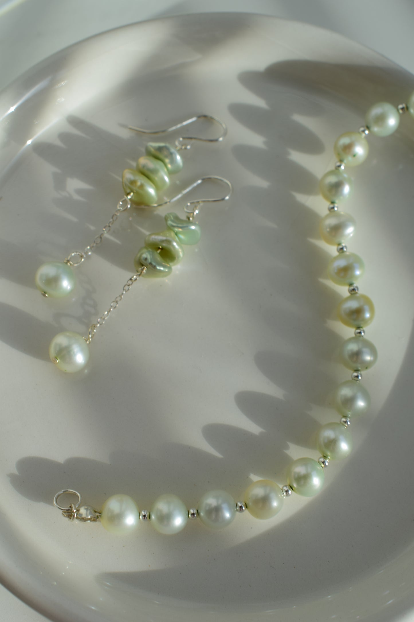 Pale Green Spacer Pearl Bracelet