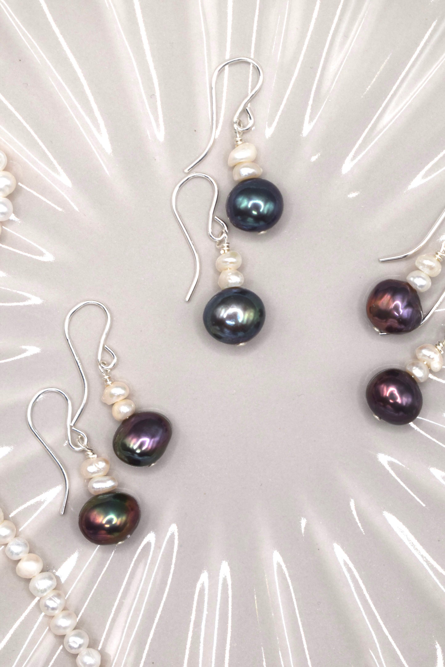 Peacock Freshwater Pearl Drop Earrings