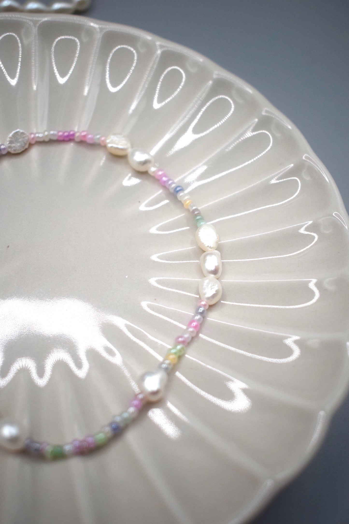 Pearl and Rainbow Bead Anklet