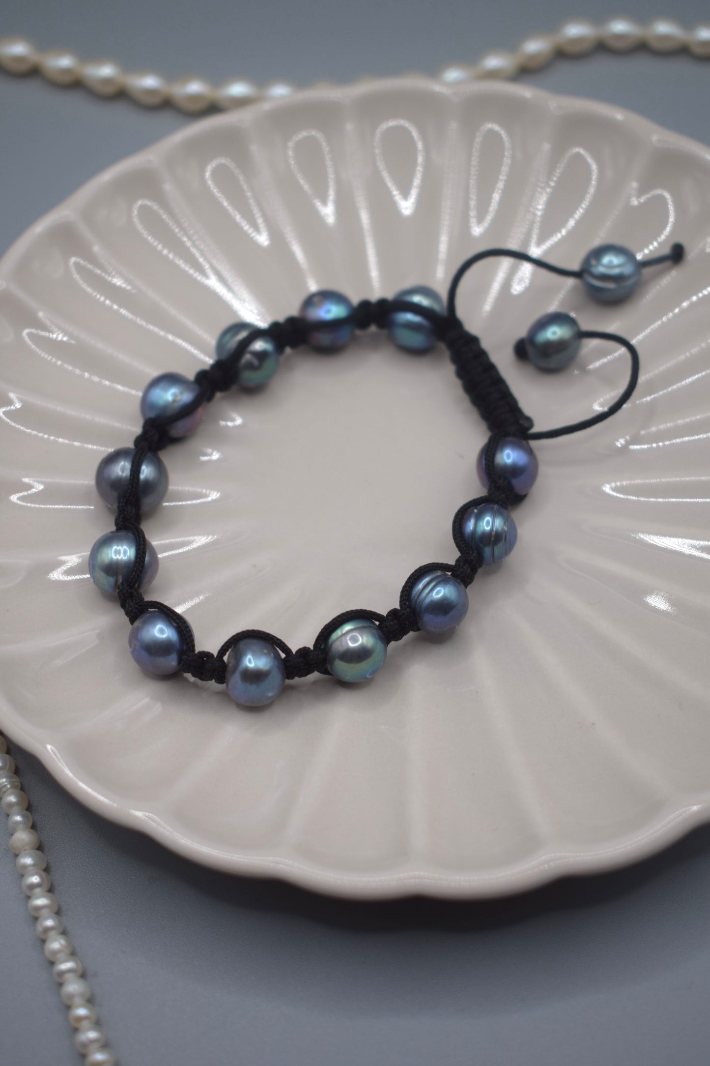 Knotted Blue Freshwater Pearl Bracelet