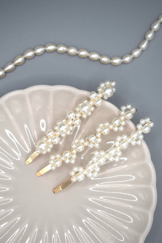 Faux Pearl Twist Slider Clips