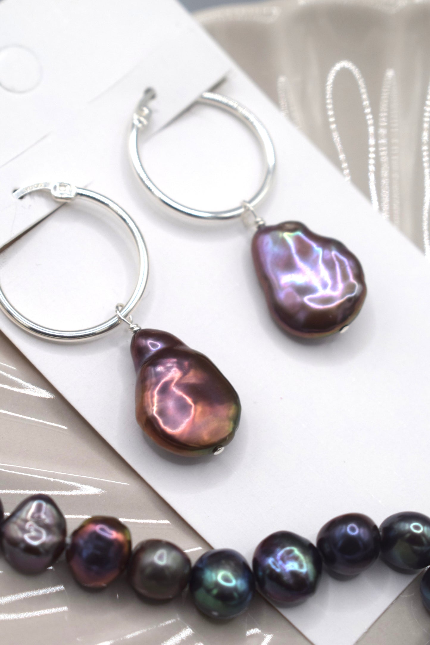 Twilight Pearl Hoop Earrings