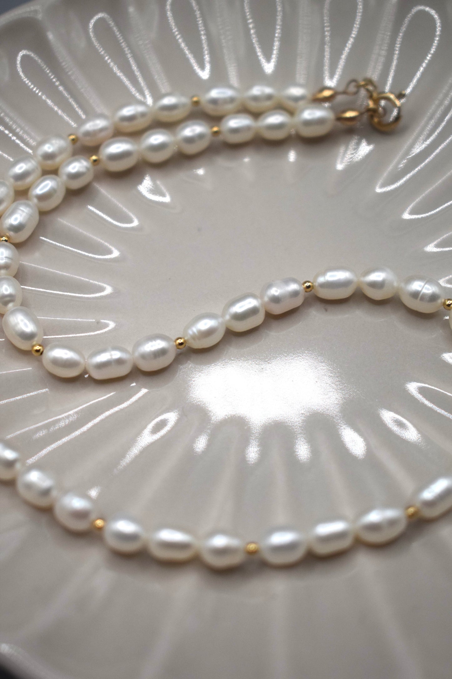 Pearl and Gold Spacer Necklace