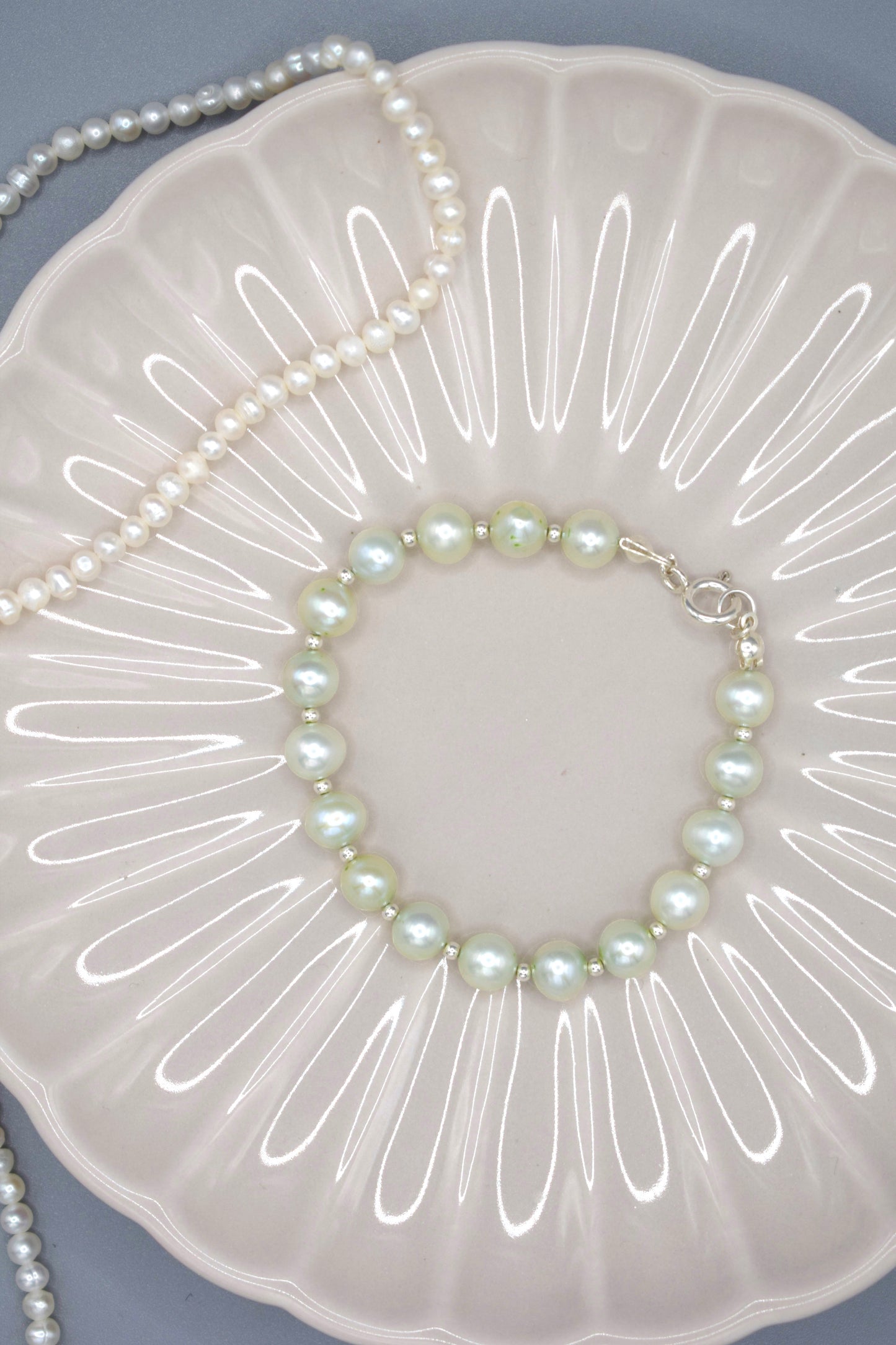 Pale Green Spacer Pearl Bracelet