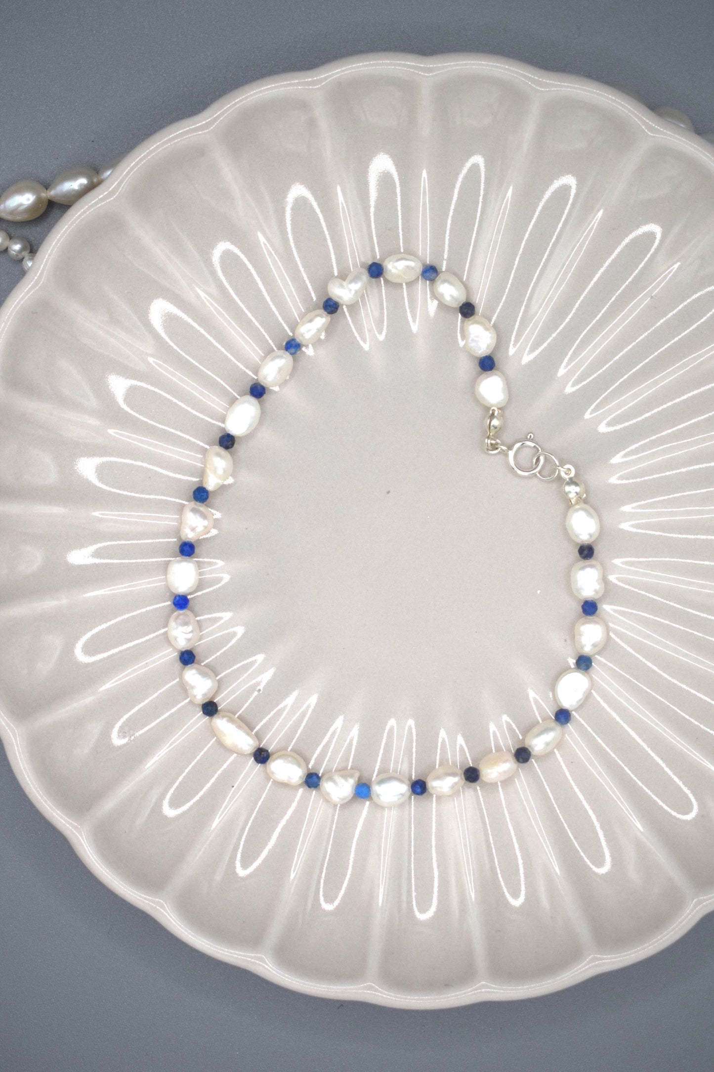 Single Lapis Lazuli and Pearl Anklet