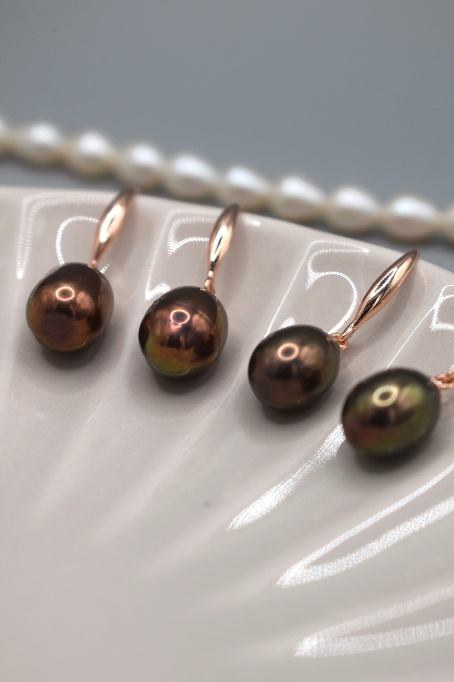 Brown-Rainbow Freshwater Pearl Earrings