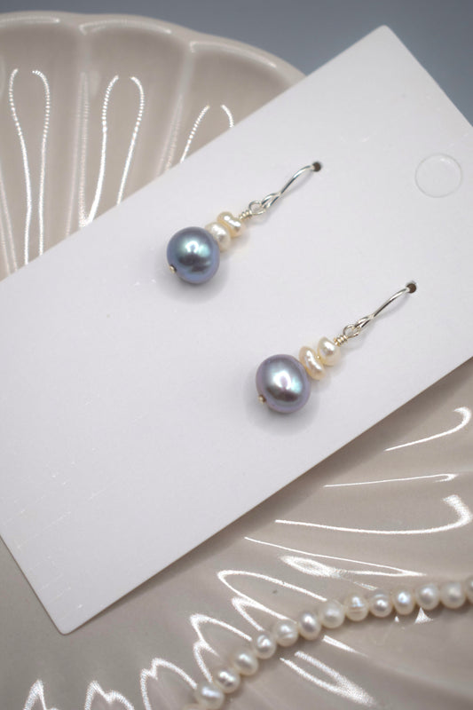 Light Blue Pearl Drop Earrings