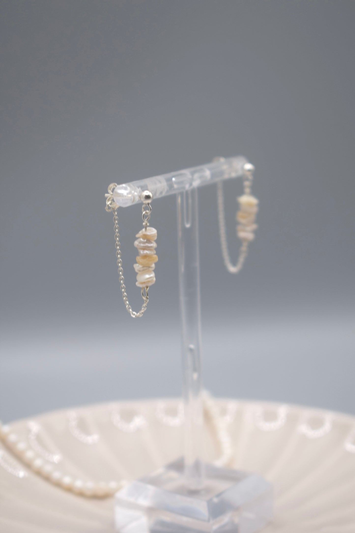 Keshi Pearl Chain Earrings