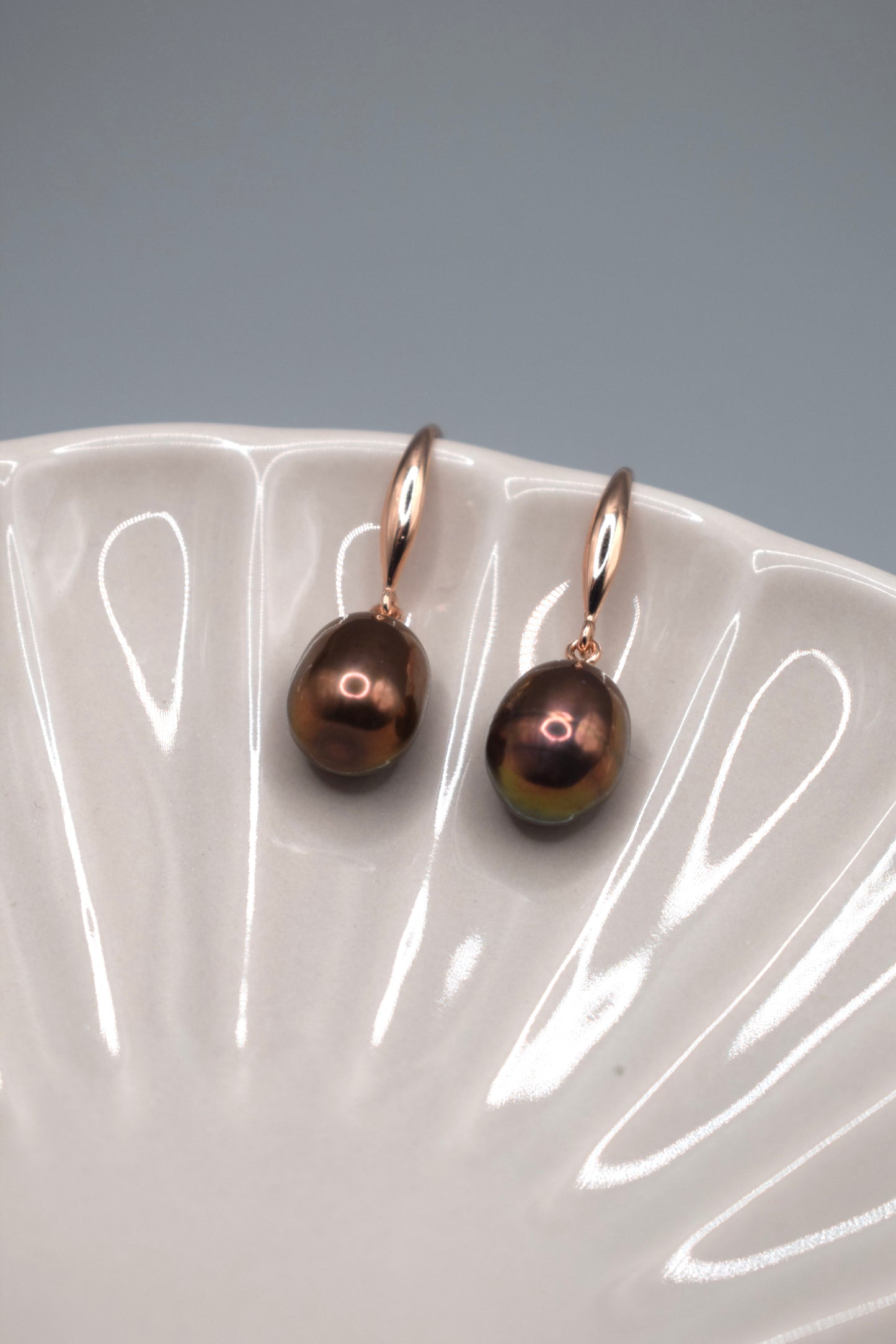 Brown-Rainbow Freshwater Pearl Earrings