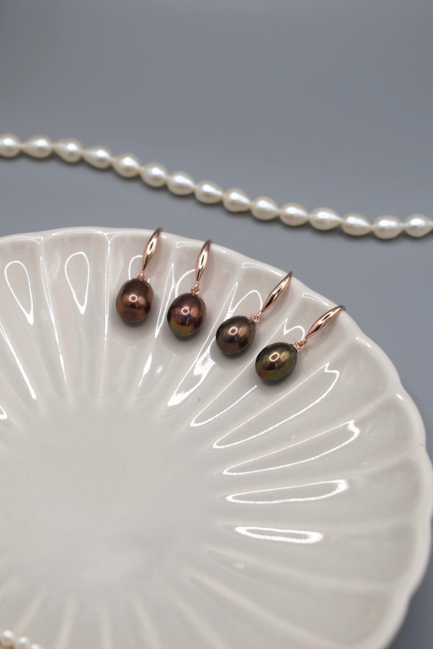 Brown-Rainbow Freshwater Pearl Earrings