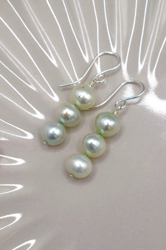 Light Green Freshwater Pearl Earrings