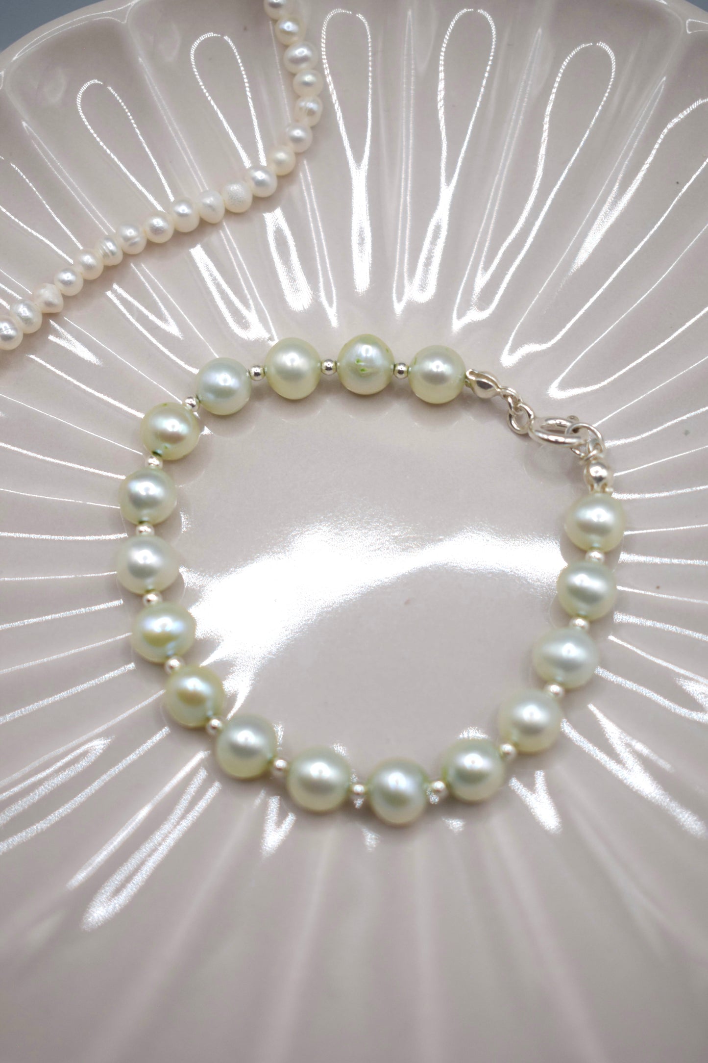 Pale Green Spacer Pearl Bracelet