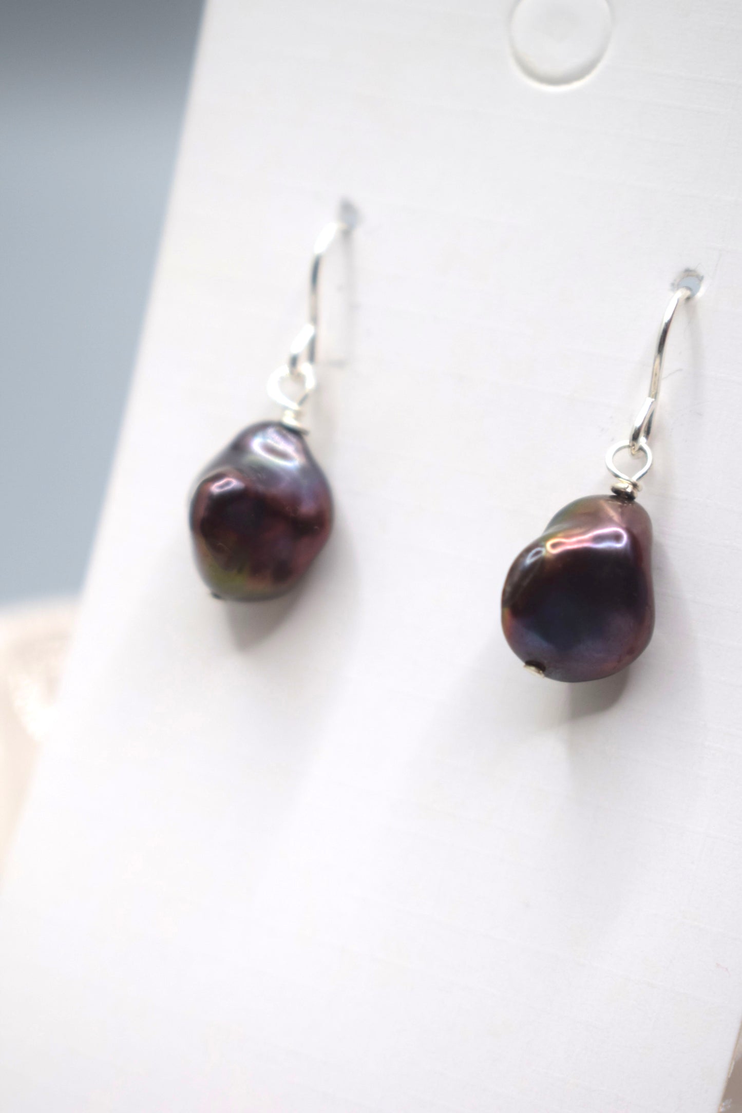 Black Rainbow Keshi Pearl Earrings