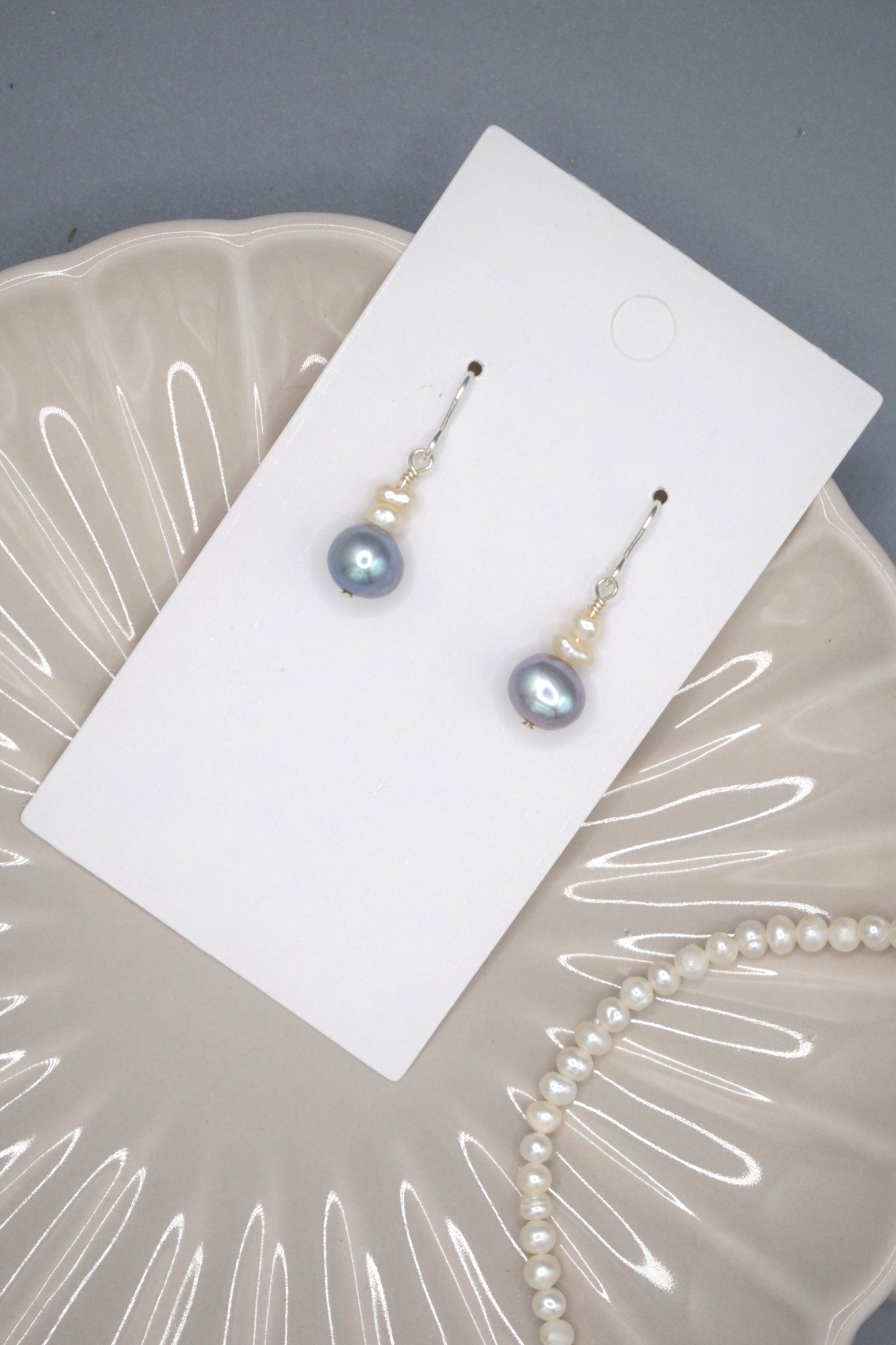 Light Blue Pearl Drop Earrings