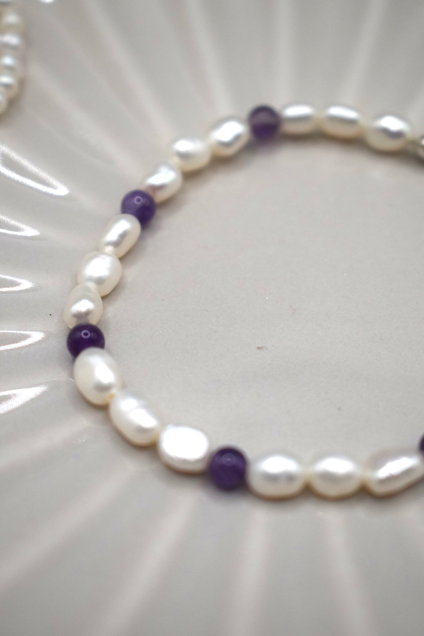 Purple Quartz and Pearl Bracelet