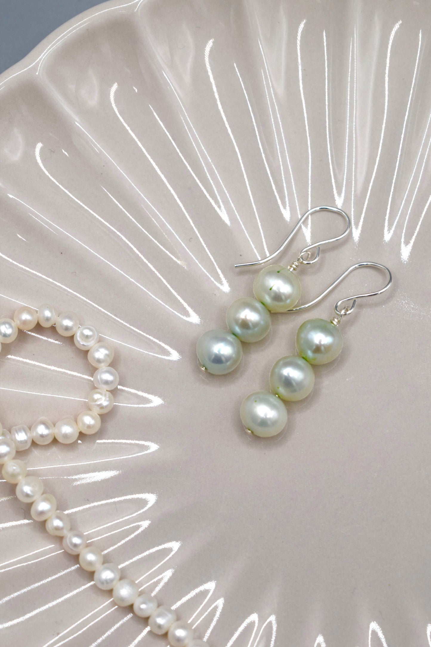 Light Green Freshwater Pearl Earrings