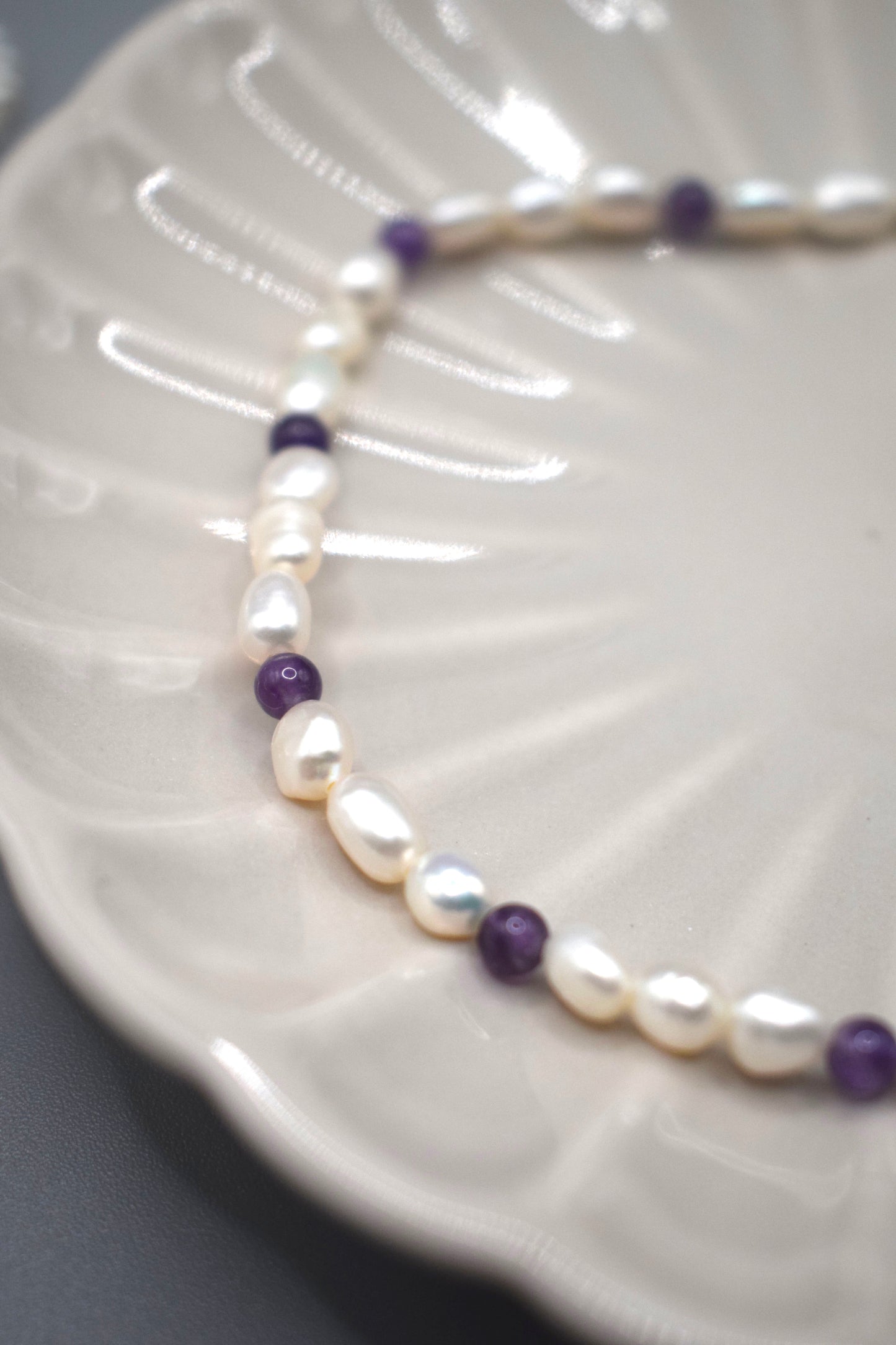 Purple Quartz and Pearl Necklace