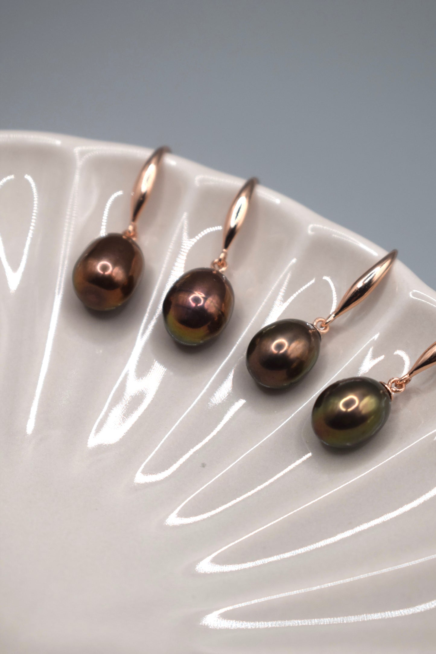 Brown-Rainbow Freshwater Pearl Earrings