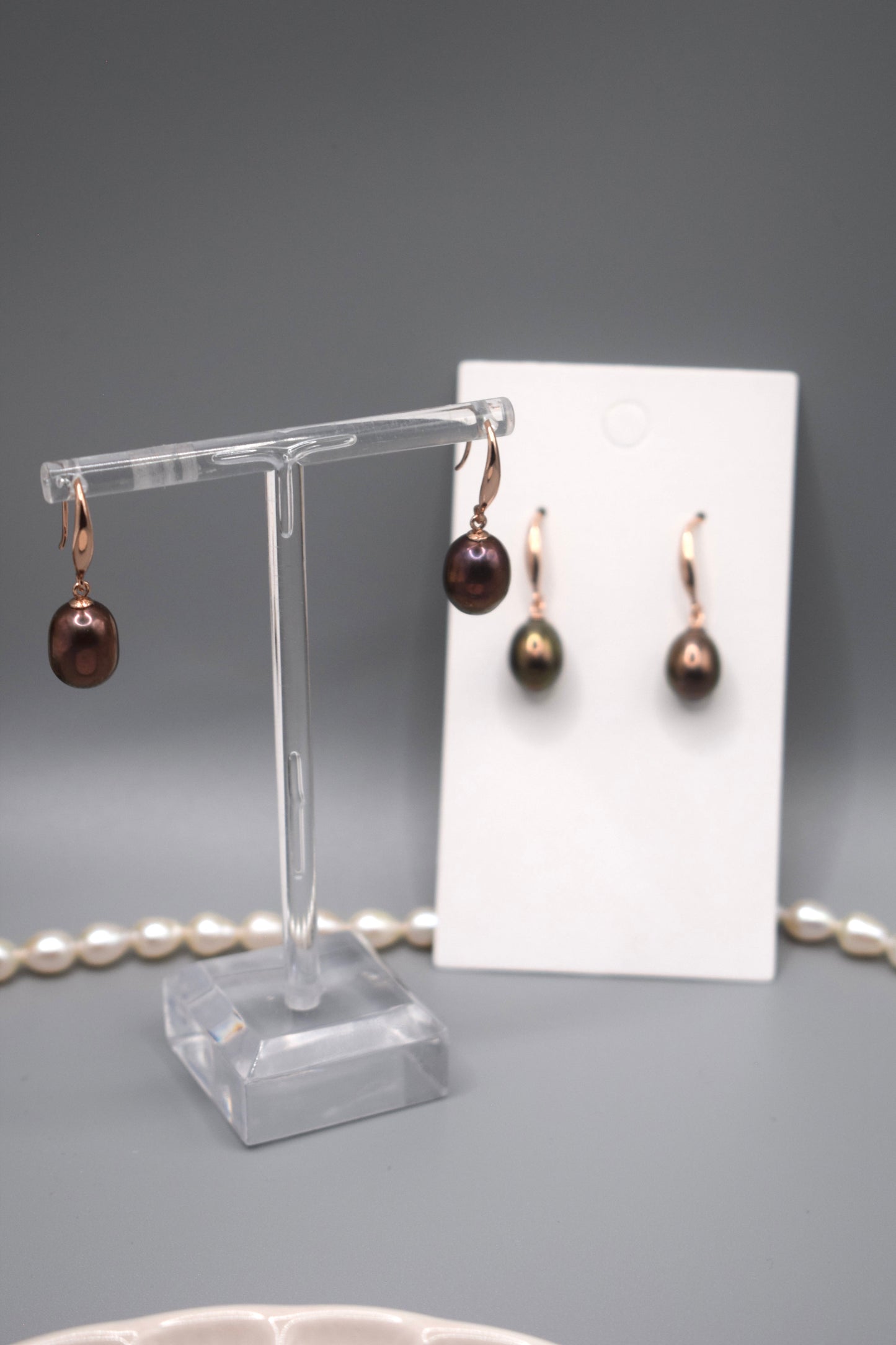 Brown-Rainbow Freshwater Pearl Earrings