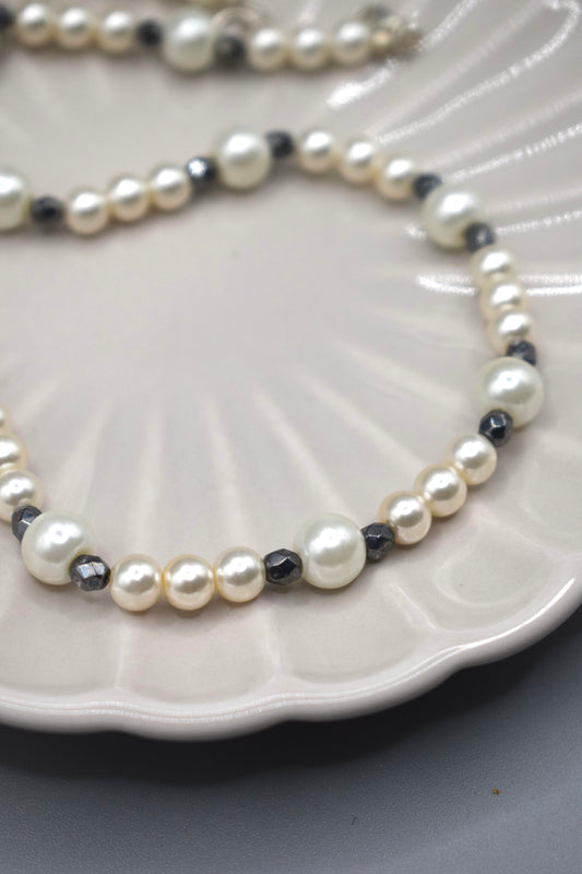 Faux Pearl and Glass Bead Necklace