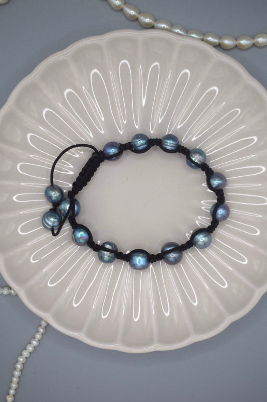 Knotted Blue Freshwater Pearl Bracelet