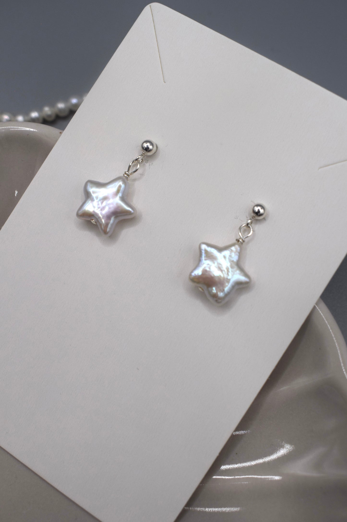 White Star Freshwater Pearl Earrings