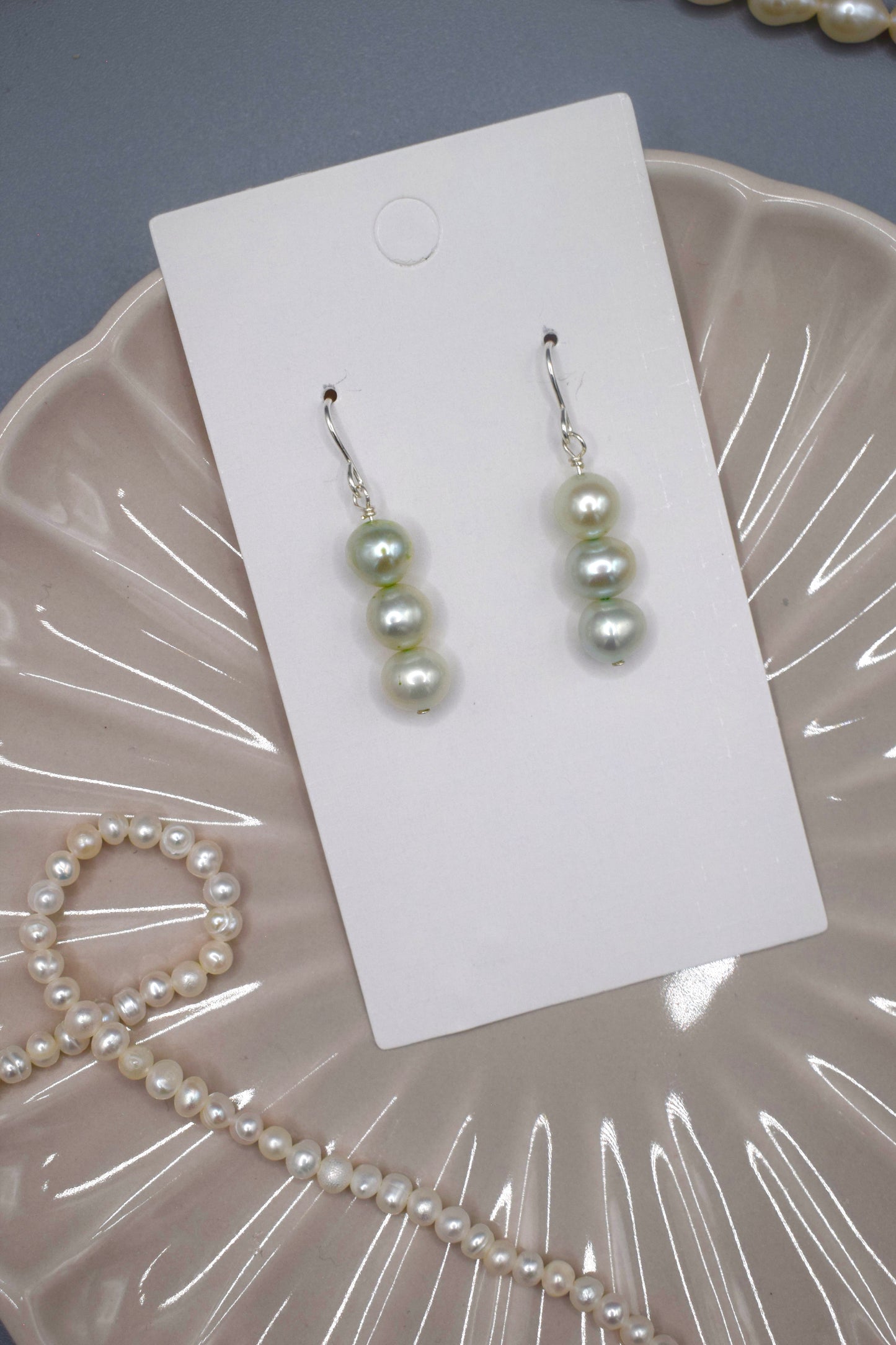 Light Green Freshwater Pearl Earrings