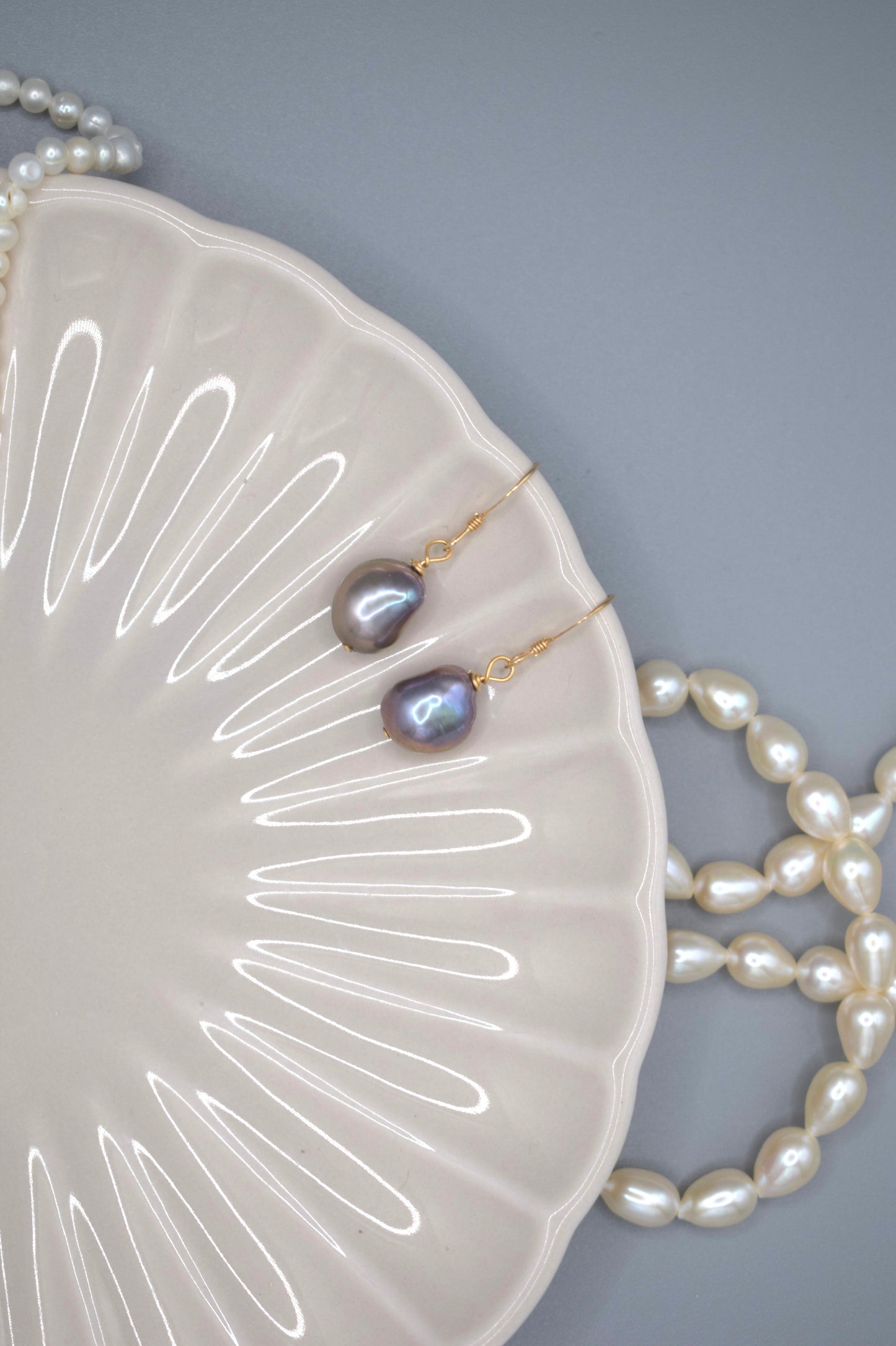 Single Peacock Blue Pearl Earrings