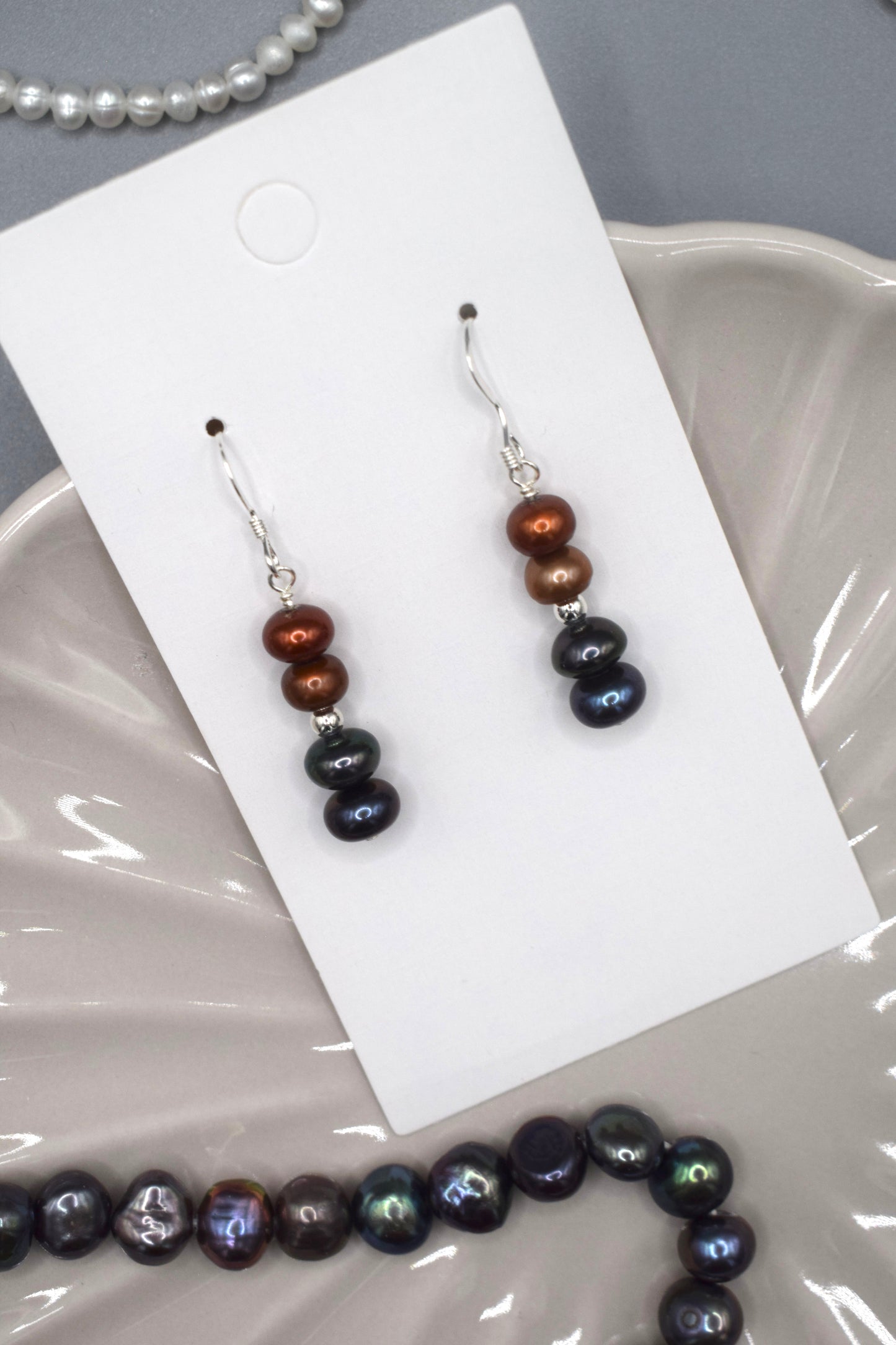 Autumn Midnight Pearl Earrings