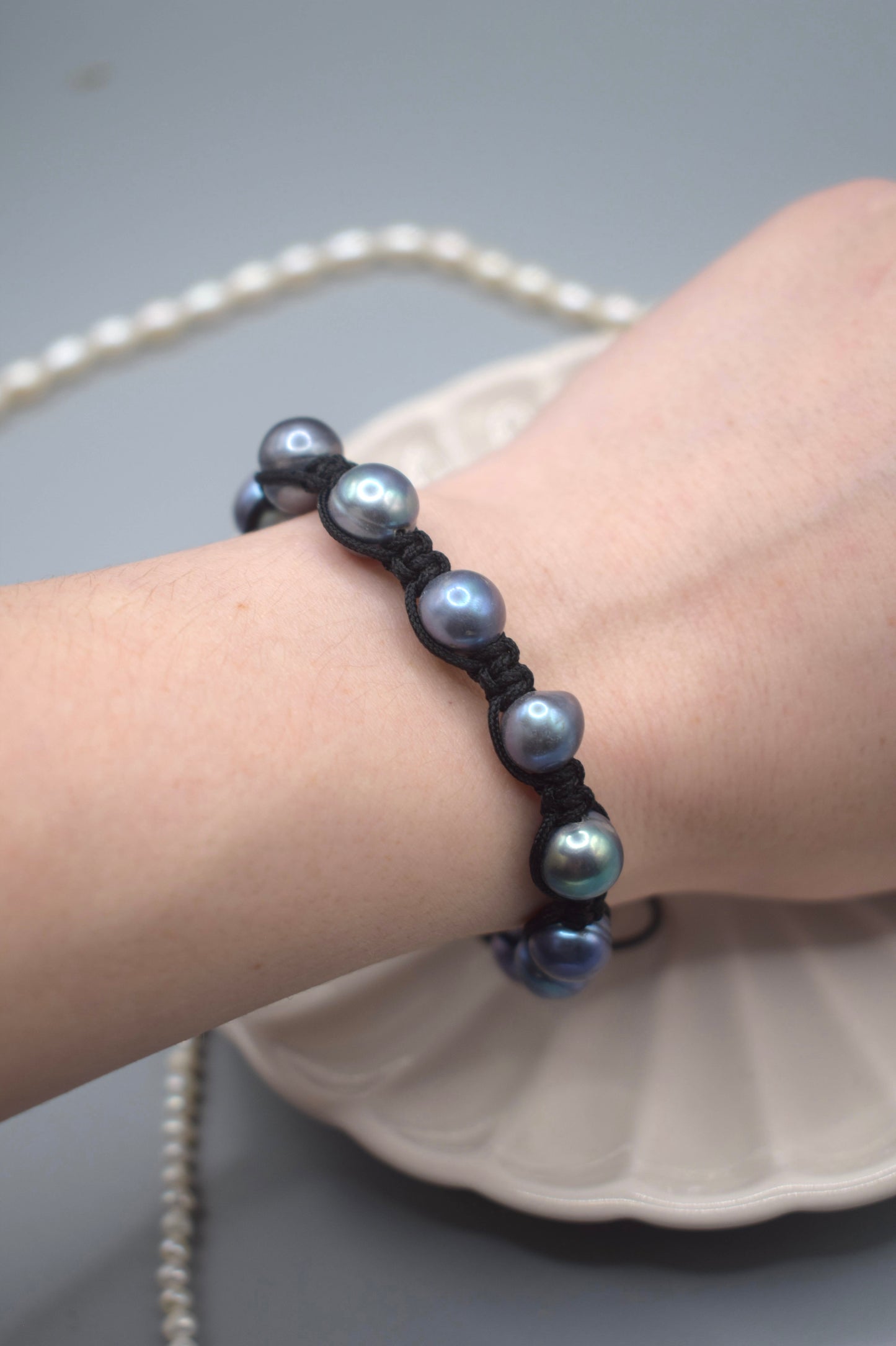 Knotted Blue Freshwater Pearl Bracelet