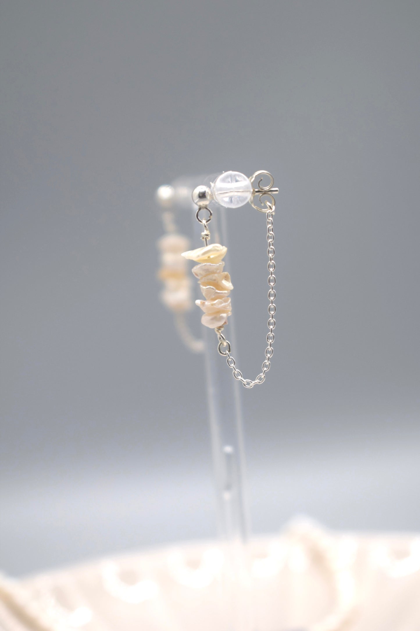 Keshi Pearl Chain Earrings